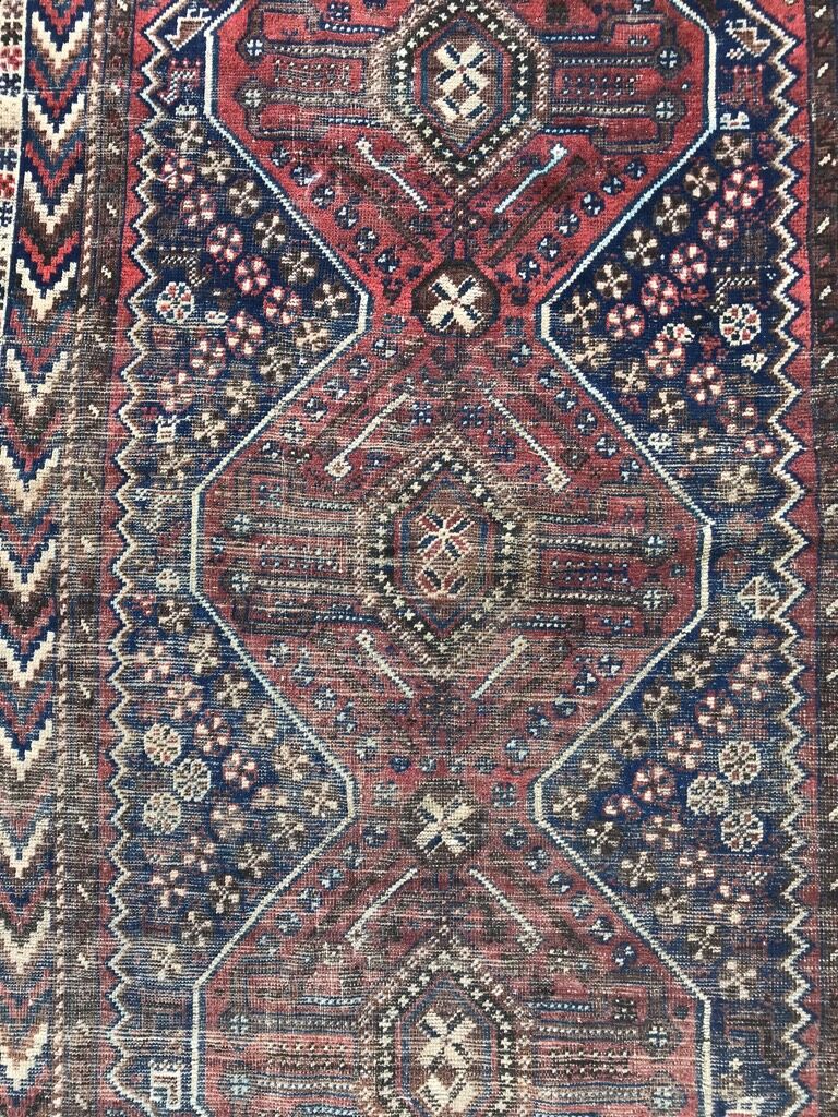 Carpet old persian hand made ghashghai wool 97 x 152 cm