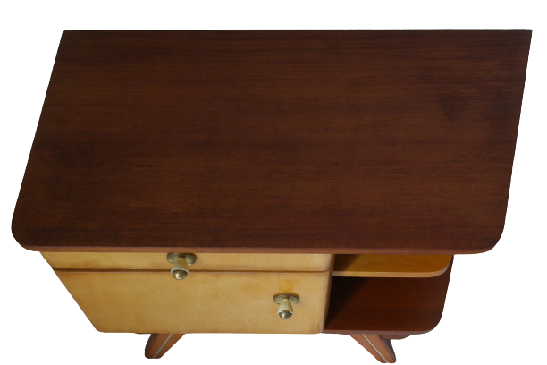 Paire de chevets vintage en bois pieds compas