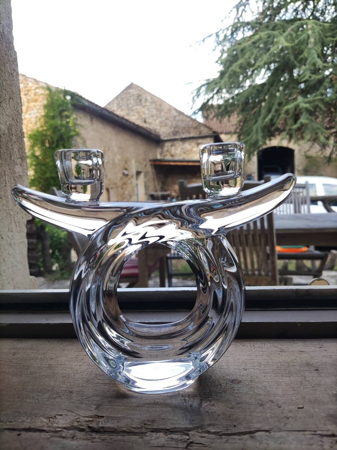 Vannes crystal candle holder - vintage