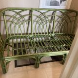 3-seater green rattan sofa
