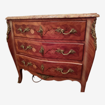 Louis XV style chest of drawers marble and rosewood