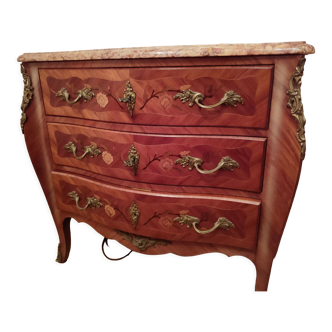 Louis XV style chest of drawers marble and rosewood