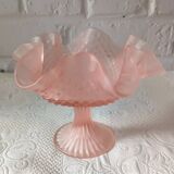 Small pink glass bowl on shabby foot, empty pocket