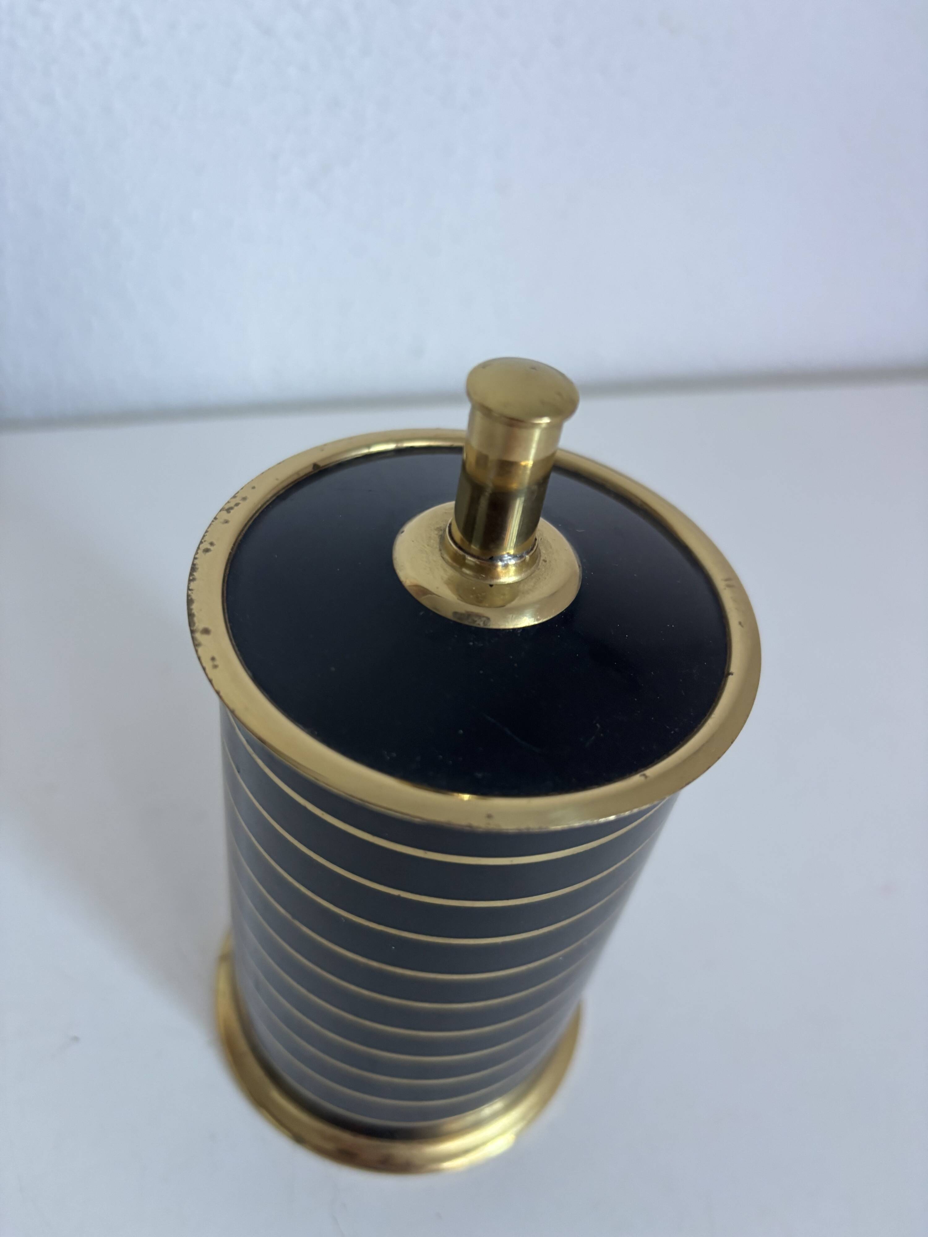 Vintage 1960 black cigarette case with golden stripes - 14 x 7 cm