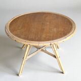 Salon, fauteuil et table en rotin 1960's