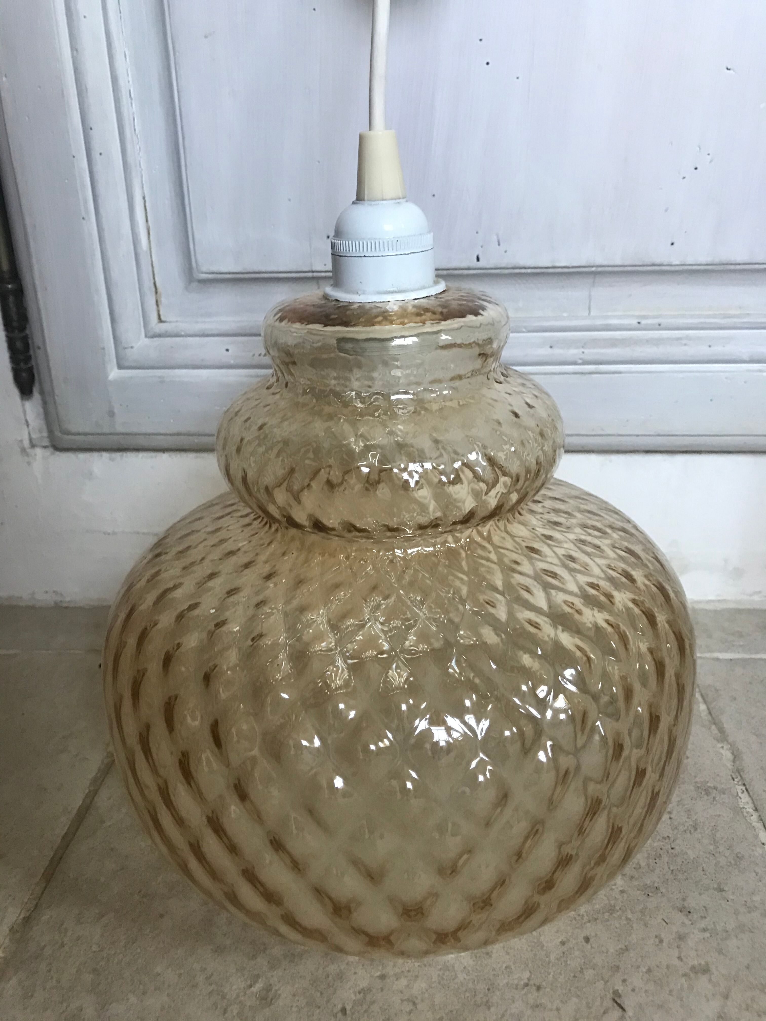 Vintage amber glass suspension