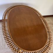 Vintage sun rattan oval coffee table