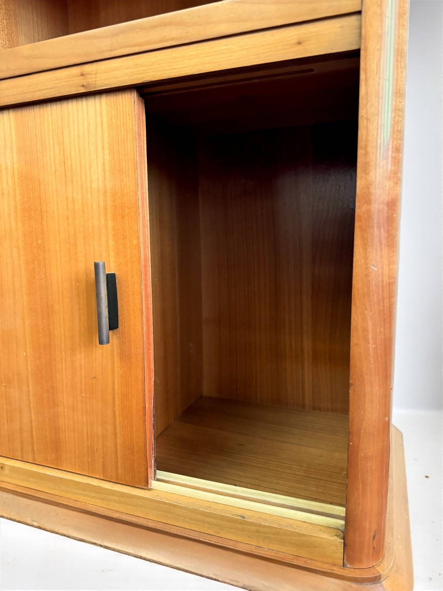 Vintage 1950s hi-fi cabinet – Scandinavian style – blond wood with brass legs