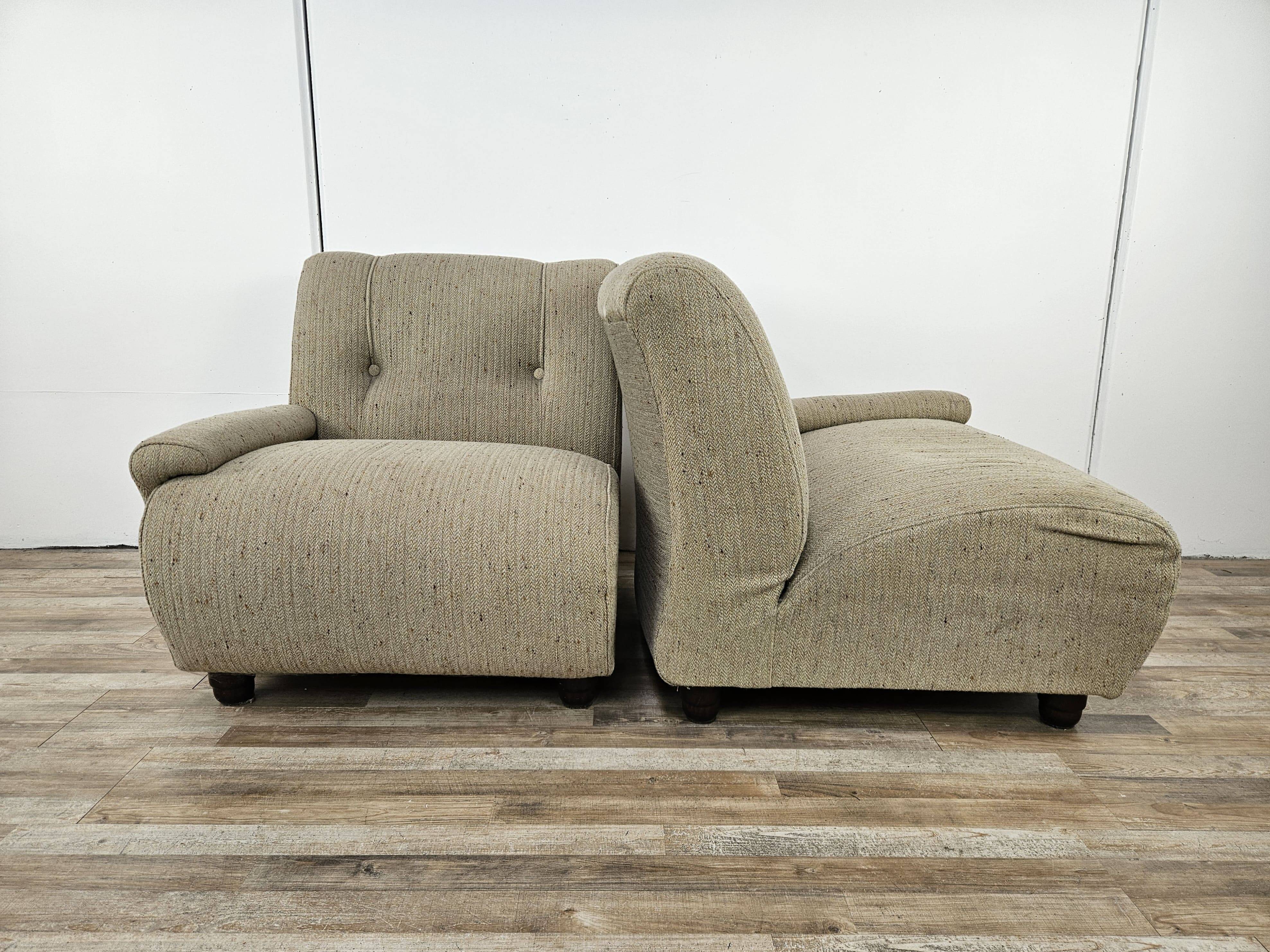 Canapé modulable années 70 à trois places en tissu