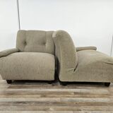70s modular sofa with three seats in fabric