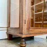 Dark wood display case and transparent glass