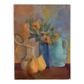 Nature morte aux poires, huile sur toile signée Marina Gawlet