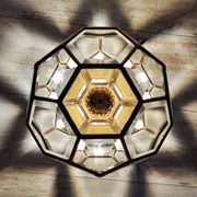 Adolf Loos style lamp in brass and faceted glass from the 1950s.