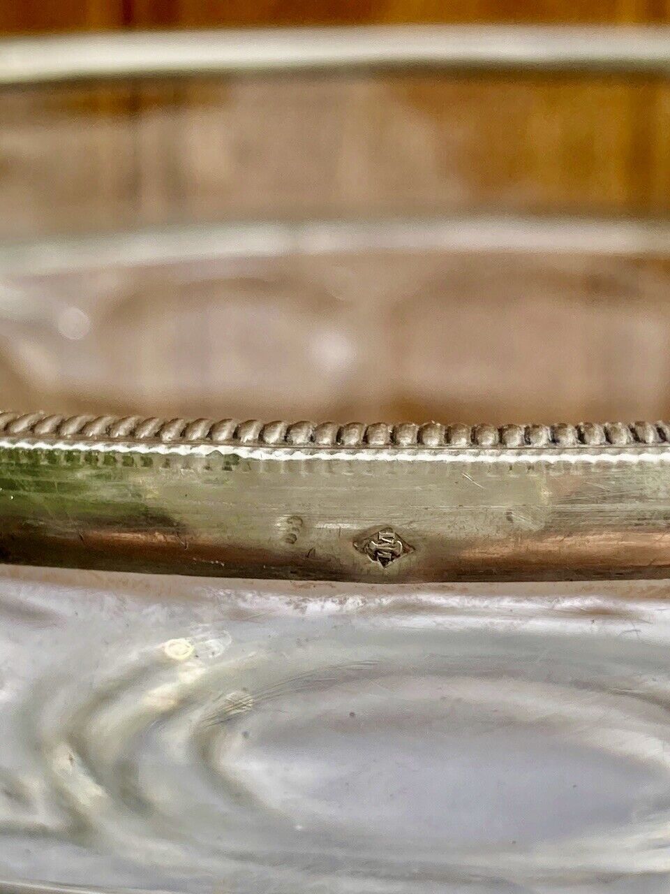 Art Deco fruit bowl with silver Minerva frame, Val Saint Lambert