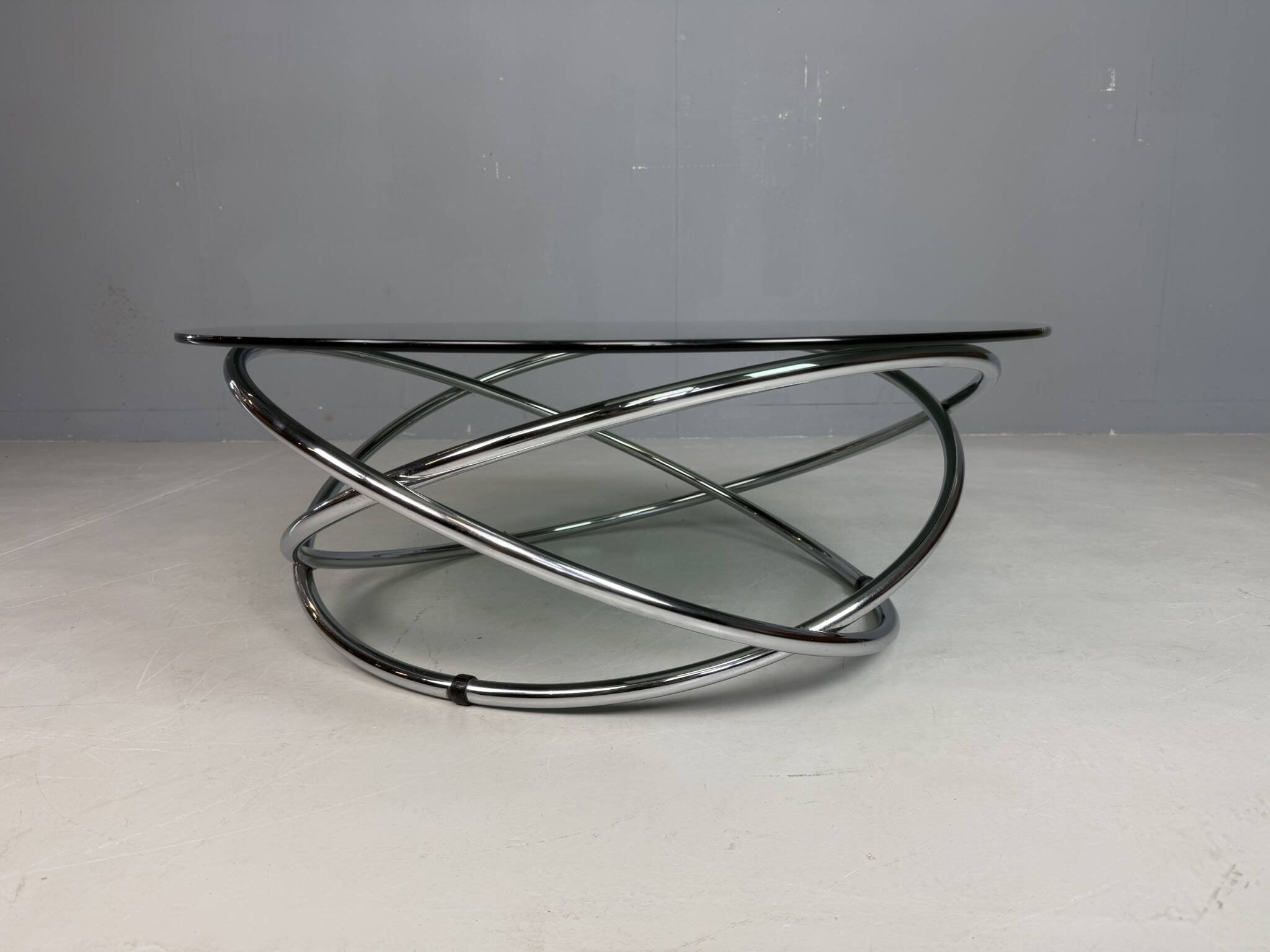 Mac chrome and smoked glass Coffee Table from Miniforms, Italy, 1970s