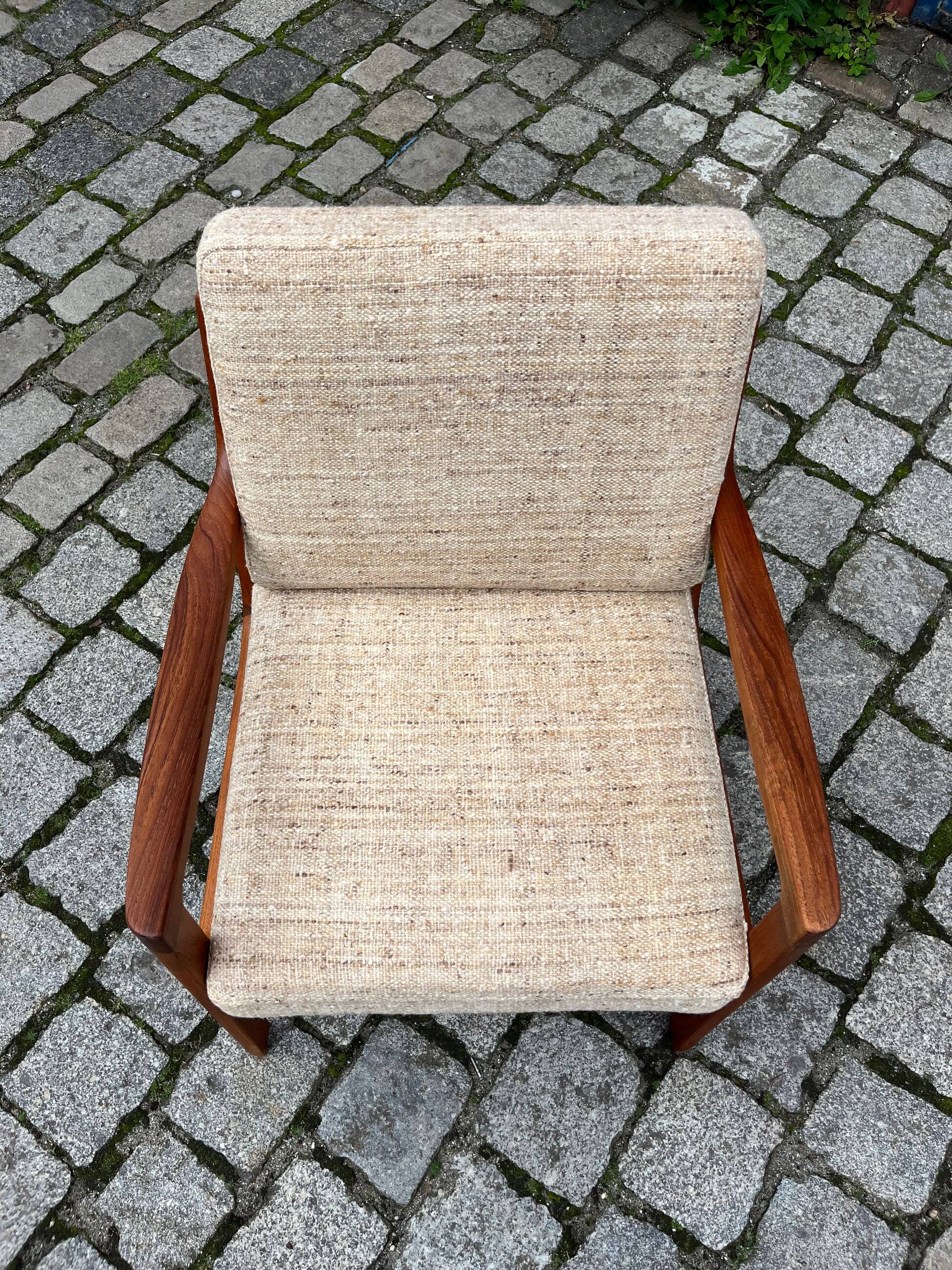 Fauteuil Senator en laine beige teck par Ole Wanscher pour Cado