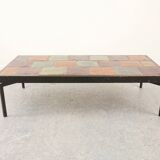Mid century modernist rectangular coffee table with ceramic tiles top