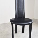 Vintage black leather dining chairs,  1980