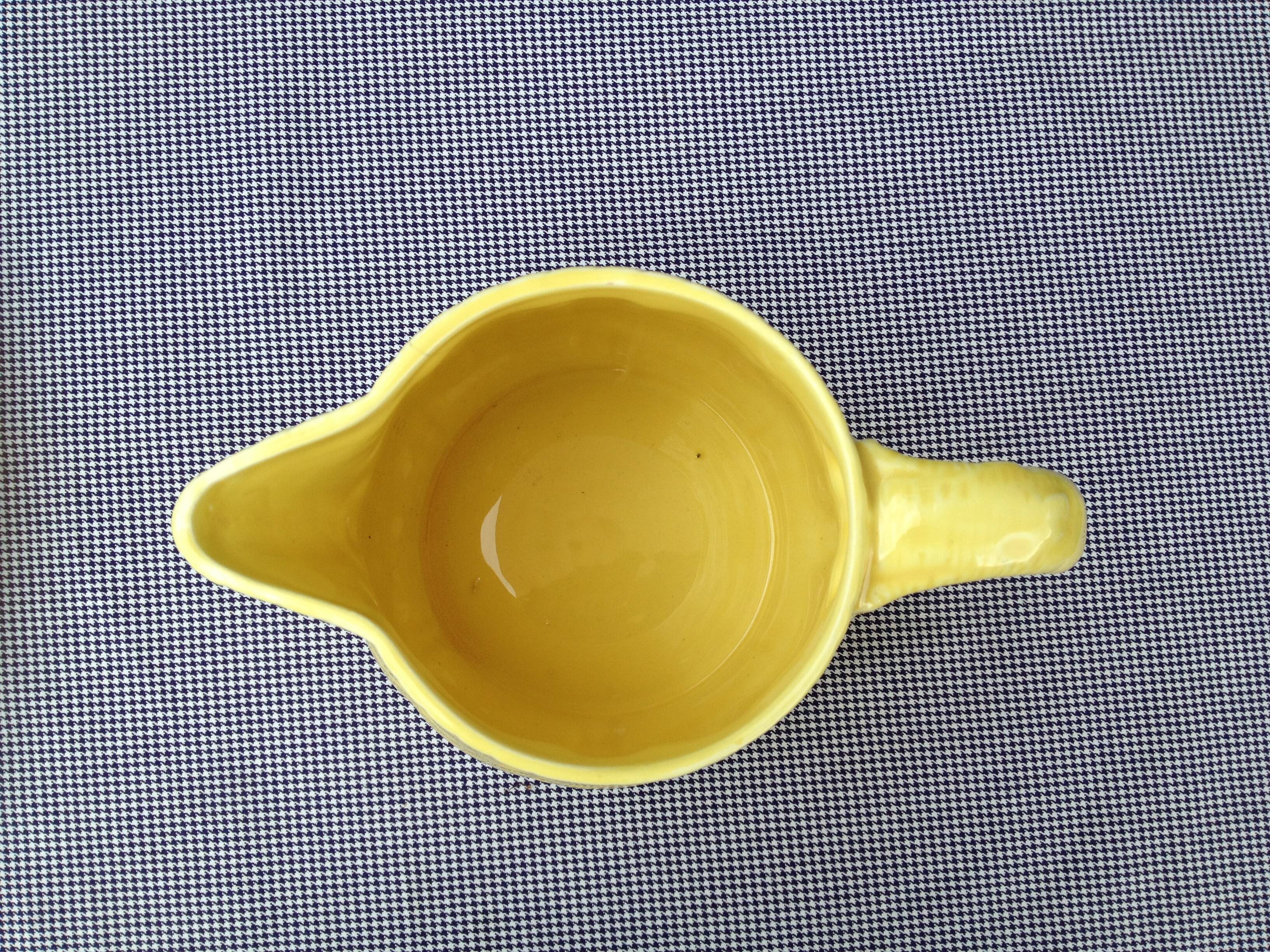 Yellow pitcher Digoin Sarreguemines 1940s