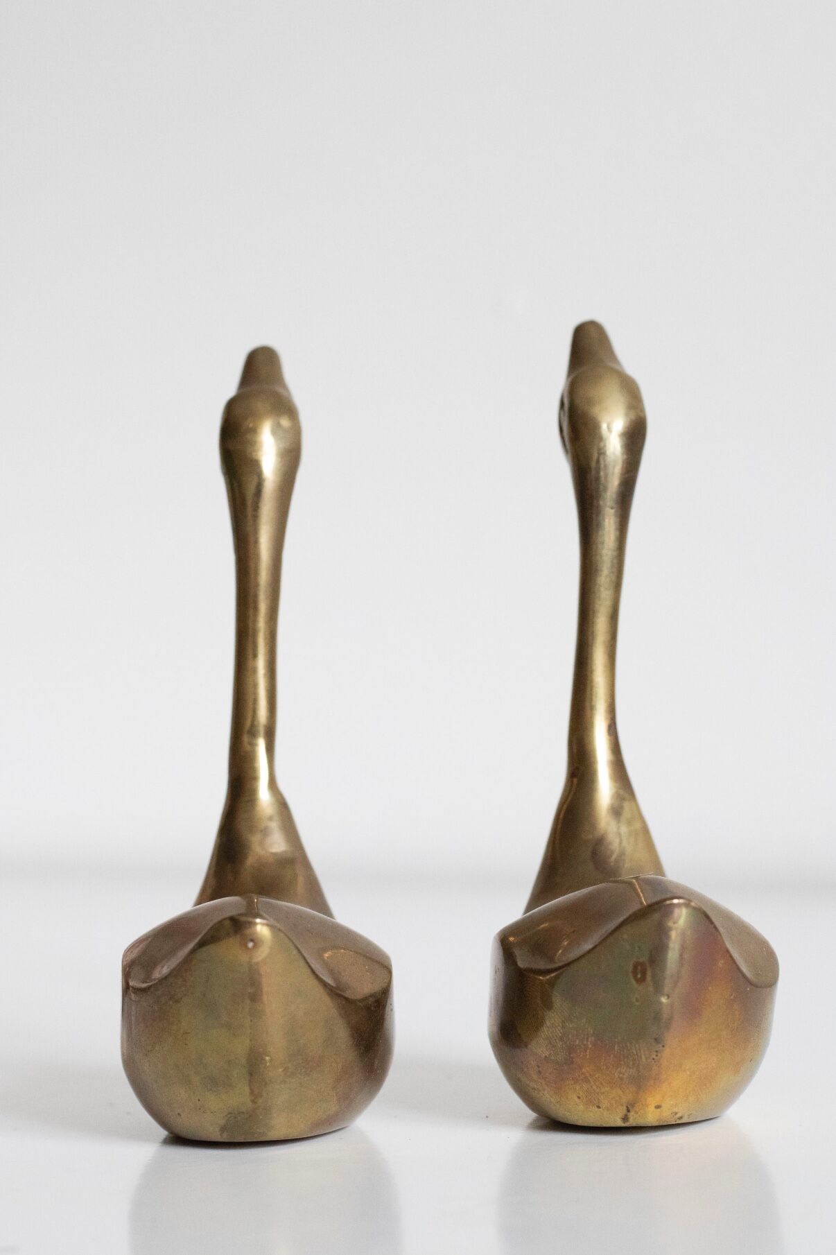 Pair of vintage brass swans