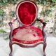 Fauteuil Louis XV en acajou et velours rouge