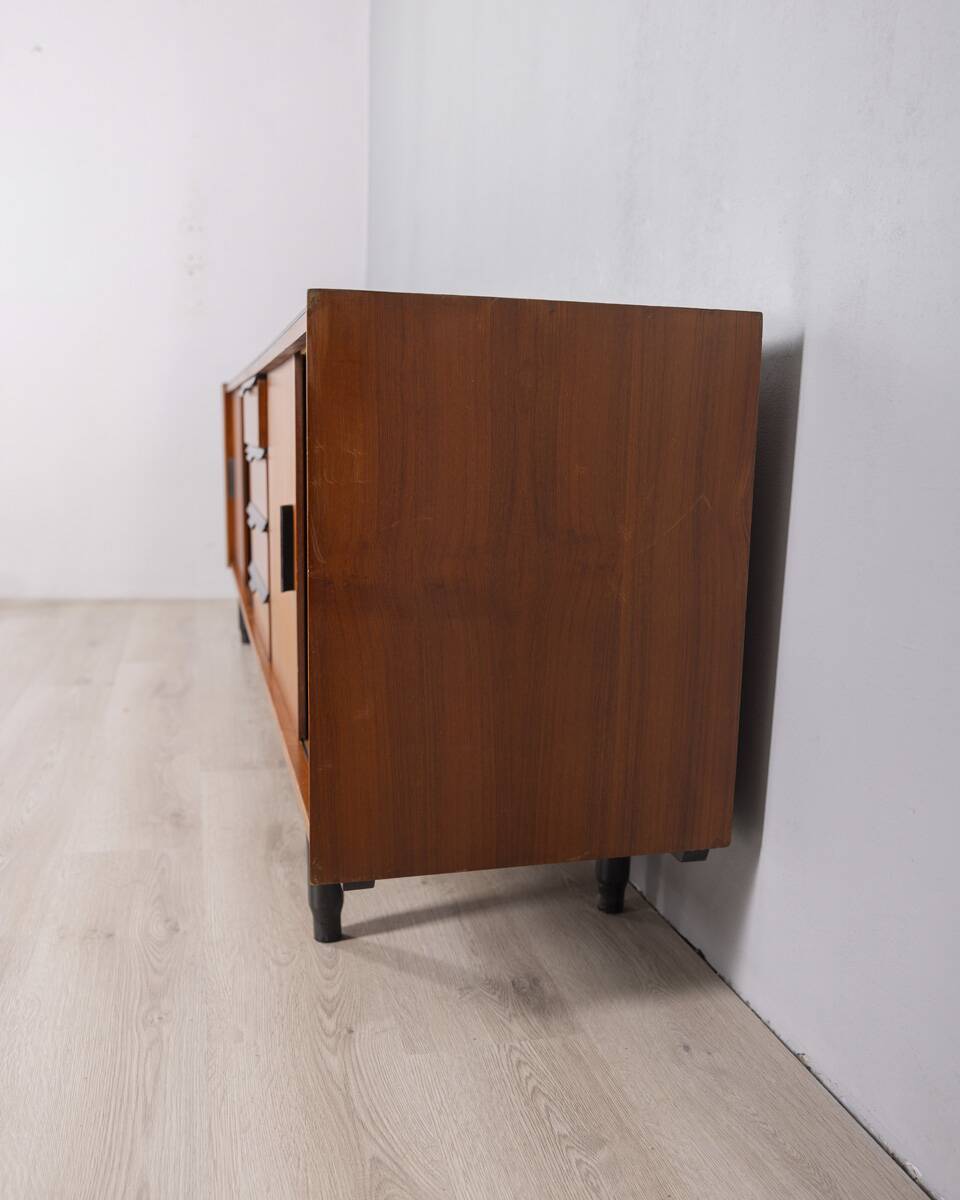 Vintage 1960s Italian-design wood and glass sideboard