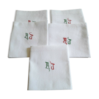 Lot de 5 serviettes de table anciennes