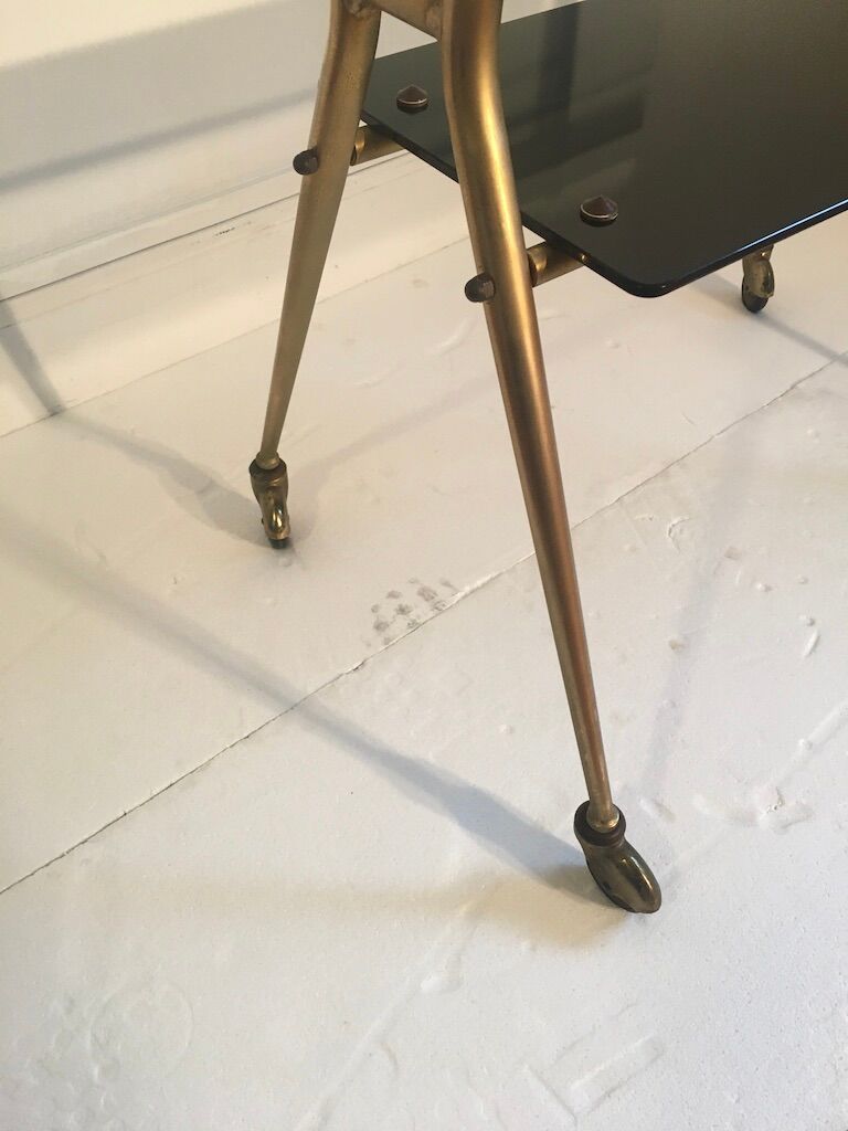 Serving table glass and brass, fifties