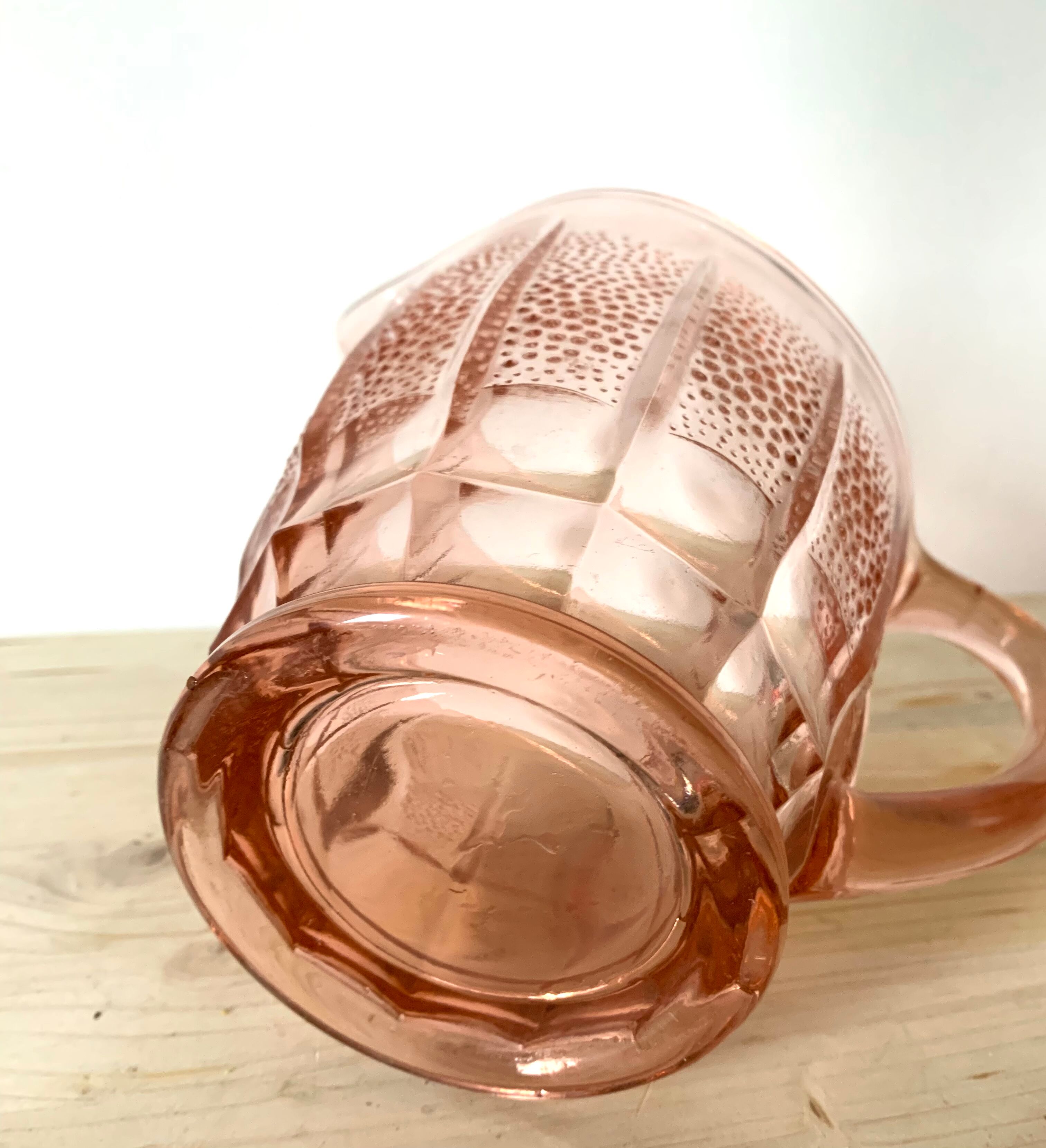 Vintage pink glass pitcher