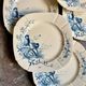6 dessert plates Gien in blue ironstone, service "Birds" circa 1870 no. 3