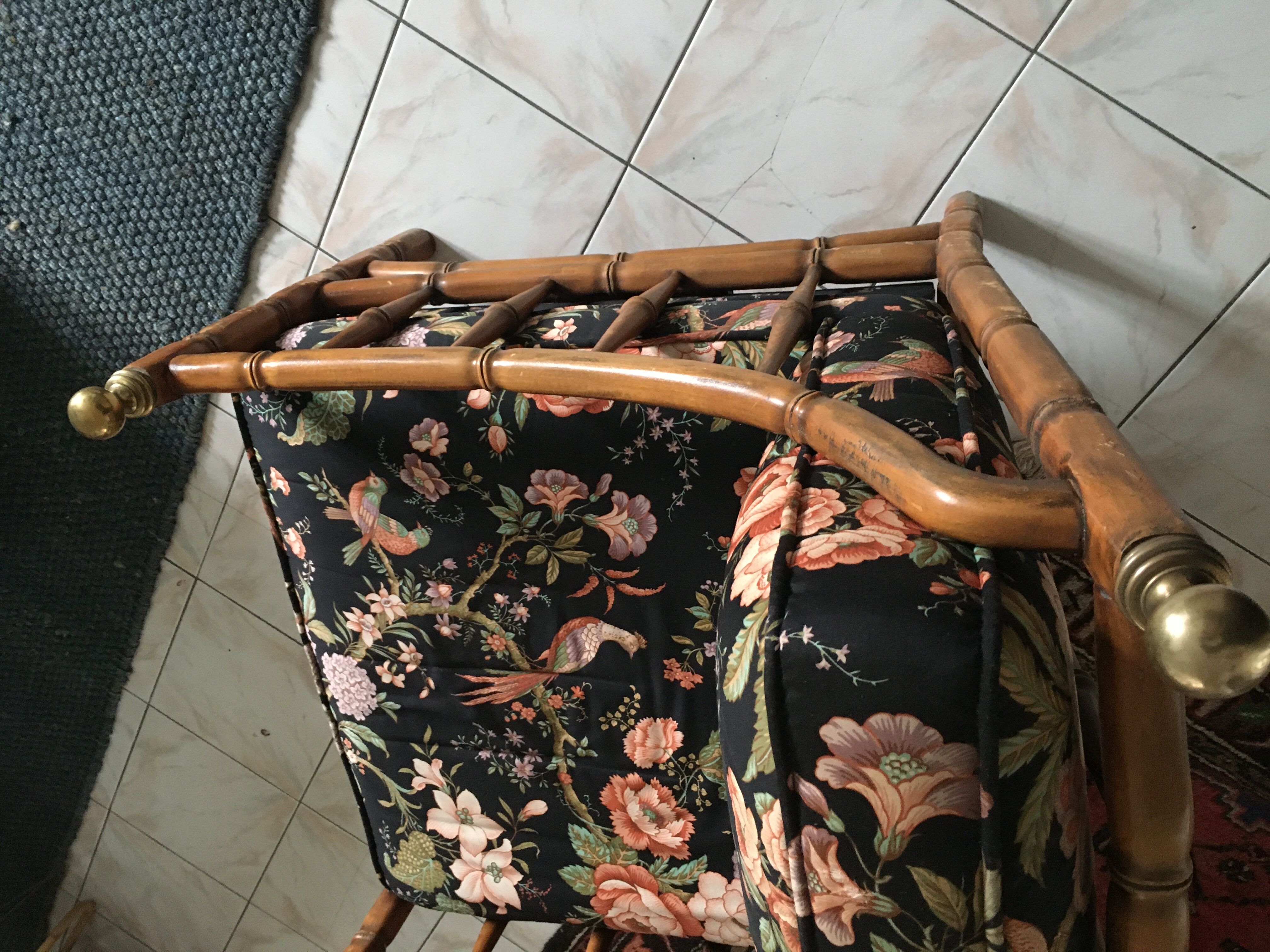 Faux bamboo chair with cushion