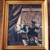 Reproduction s.p.a.d.e.m vermeer jan peintre à l'atelier 68 x 58 encadrée