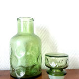 Green decanter from Italy 1970
