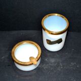 Cendrier vintage en verre opaline blanche et gobelet à cigarette opaline véritable