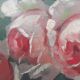 Tableau Panier de roses 1950 signé