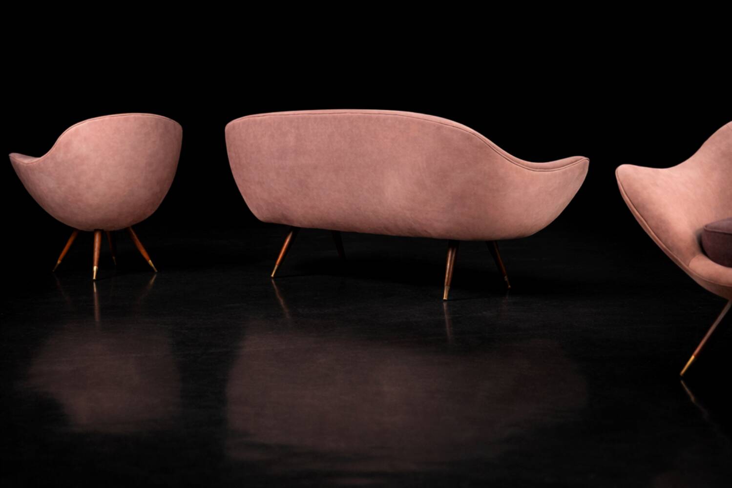 Vintage Mid-Century Space Age Velour Lounge Set from Paged, 1972, Set of 3