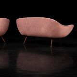 Vintage Mid-Century Space Age Velour Lounge Set from Paged, 1972, Set of 3