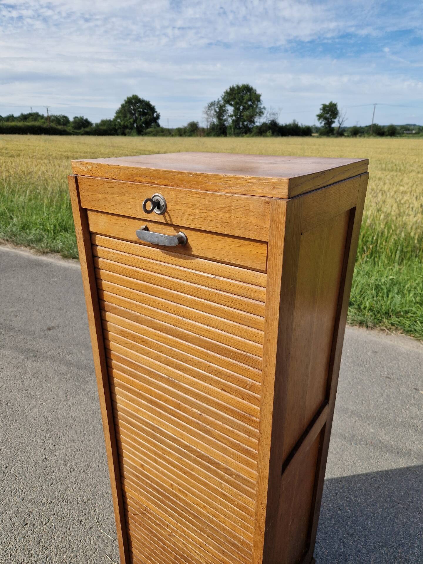 Art Deco filing cabinet with curtain 120 cm