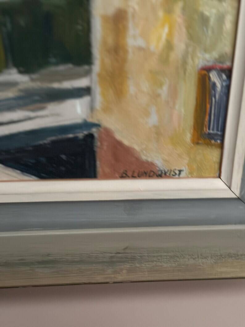 Swedish Oil on Panel“Landscape” by Bertil Lundqvist , Vintage & Framed
