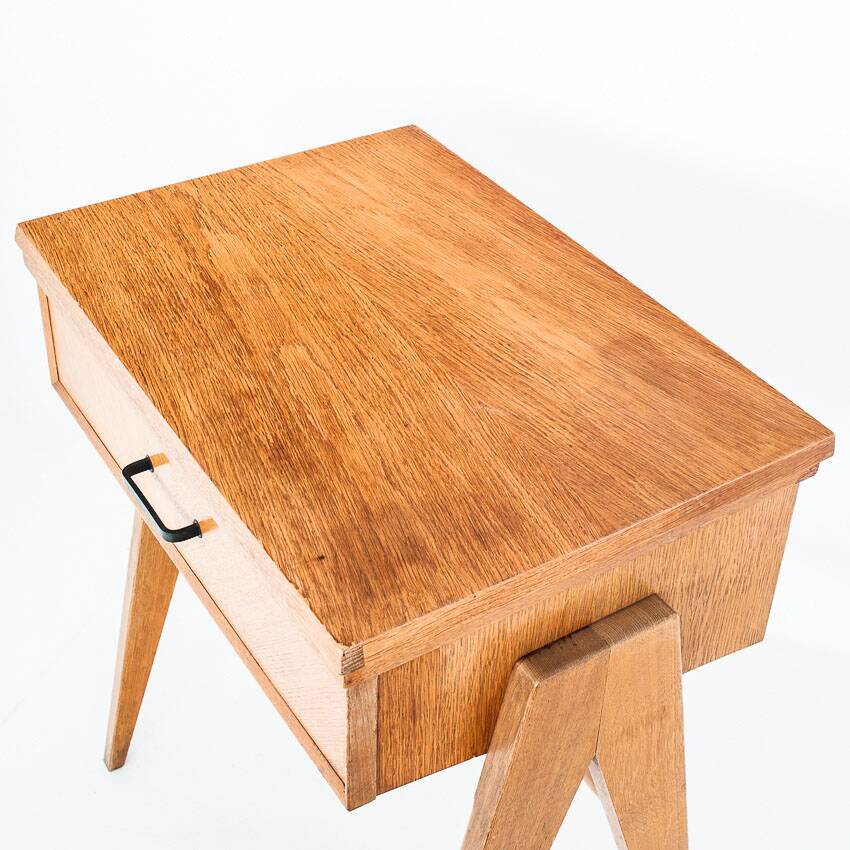Vintage console or side table. Oak splayed legs - France 60s
