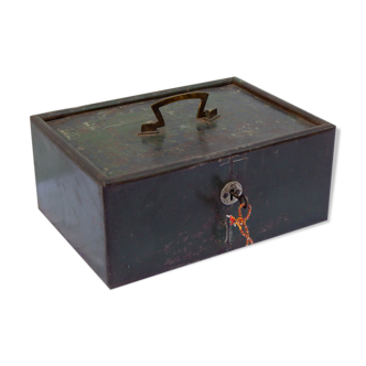 Coffre fort metal art deco avec clefs, Inde