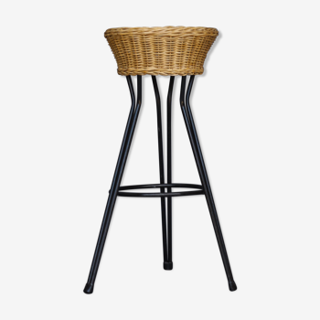 Vintage wicker barstool by Rohé Noordwolde, 1960s