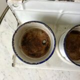 set of enamelled pots to fix (soda, soap, salt) early twentieth century