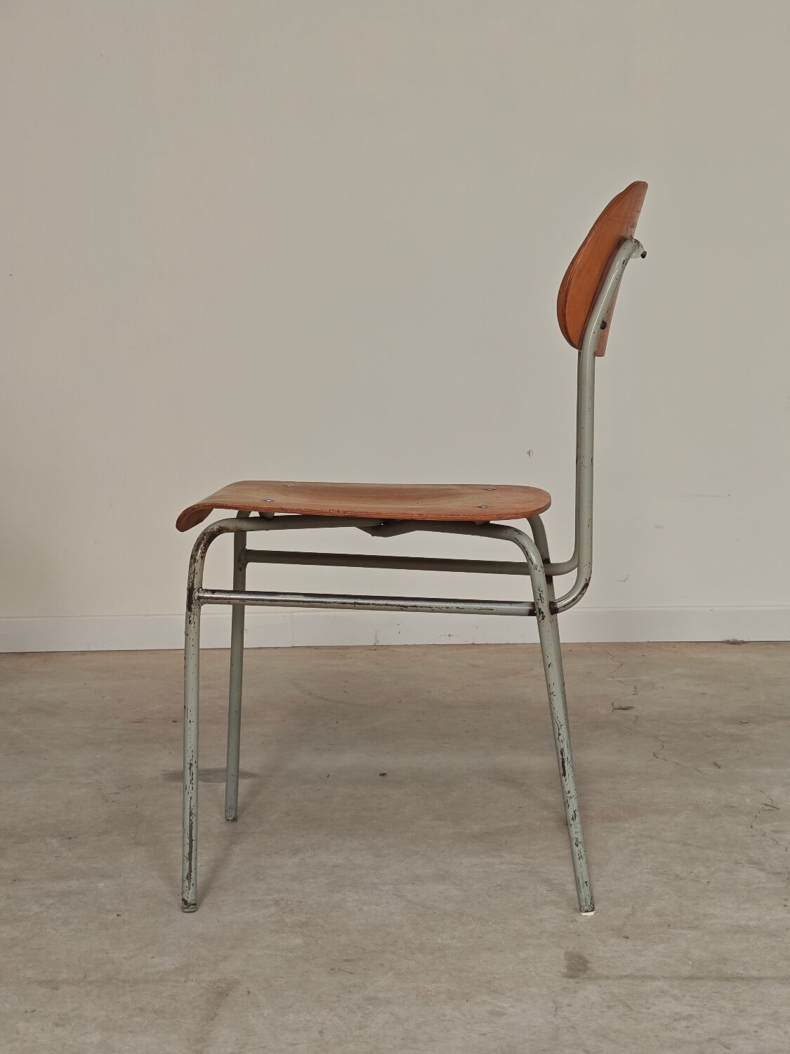 Set of 6 metal and wood school chairs  
Former Czechoslovakia 1960