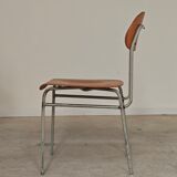 Set of 6 metal and wood school chairs  
Former Czechoslovakia 1960