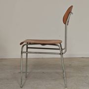 Set of 6 metal and wood school chairs  
Former Czechoslovakia 1960