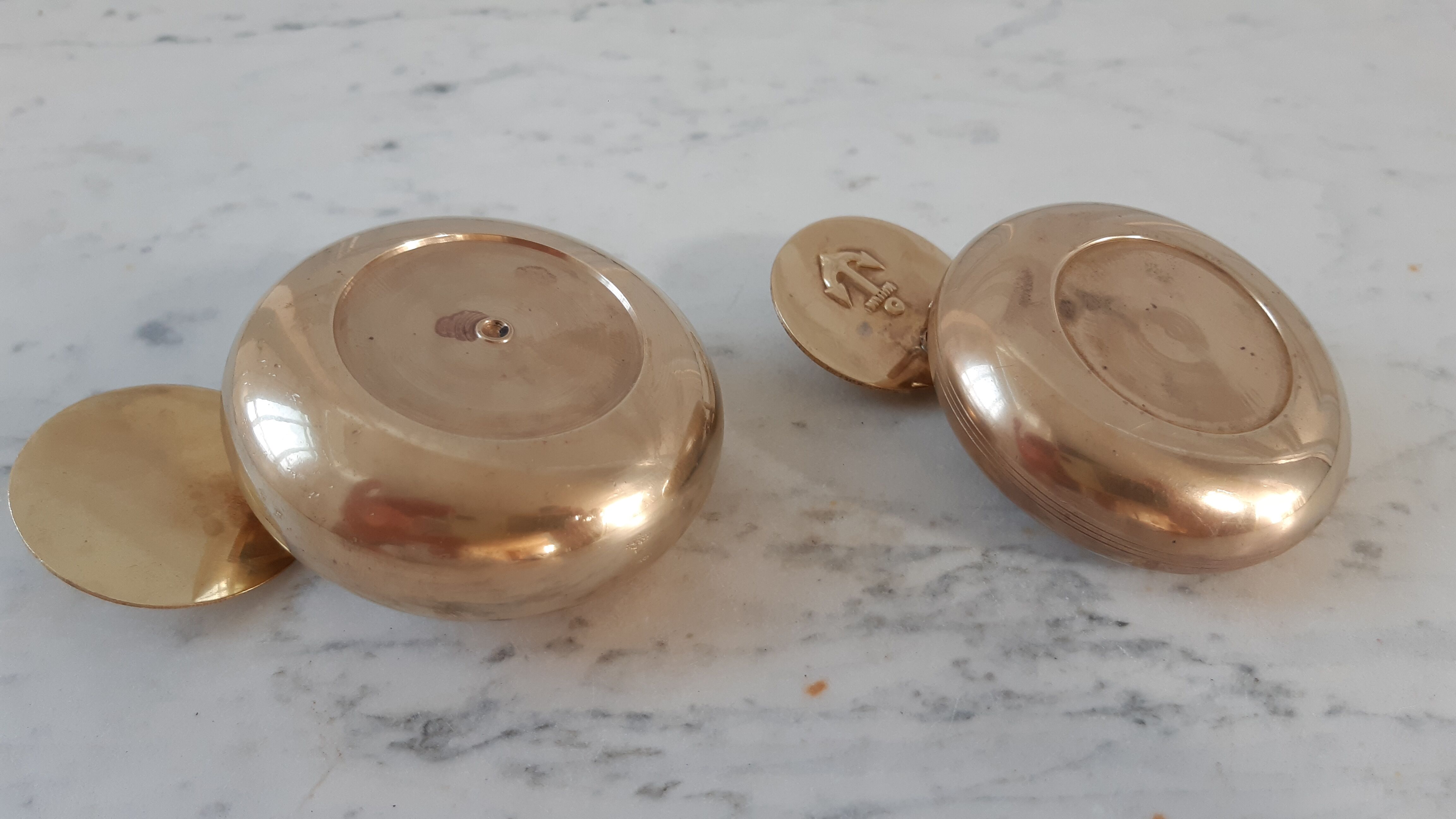 Duo of solid brass ashtrays 50s