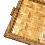 Hollywood regency bamboo and wicker tray, Italy 1970s