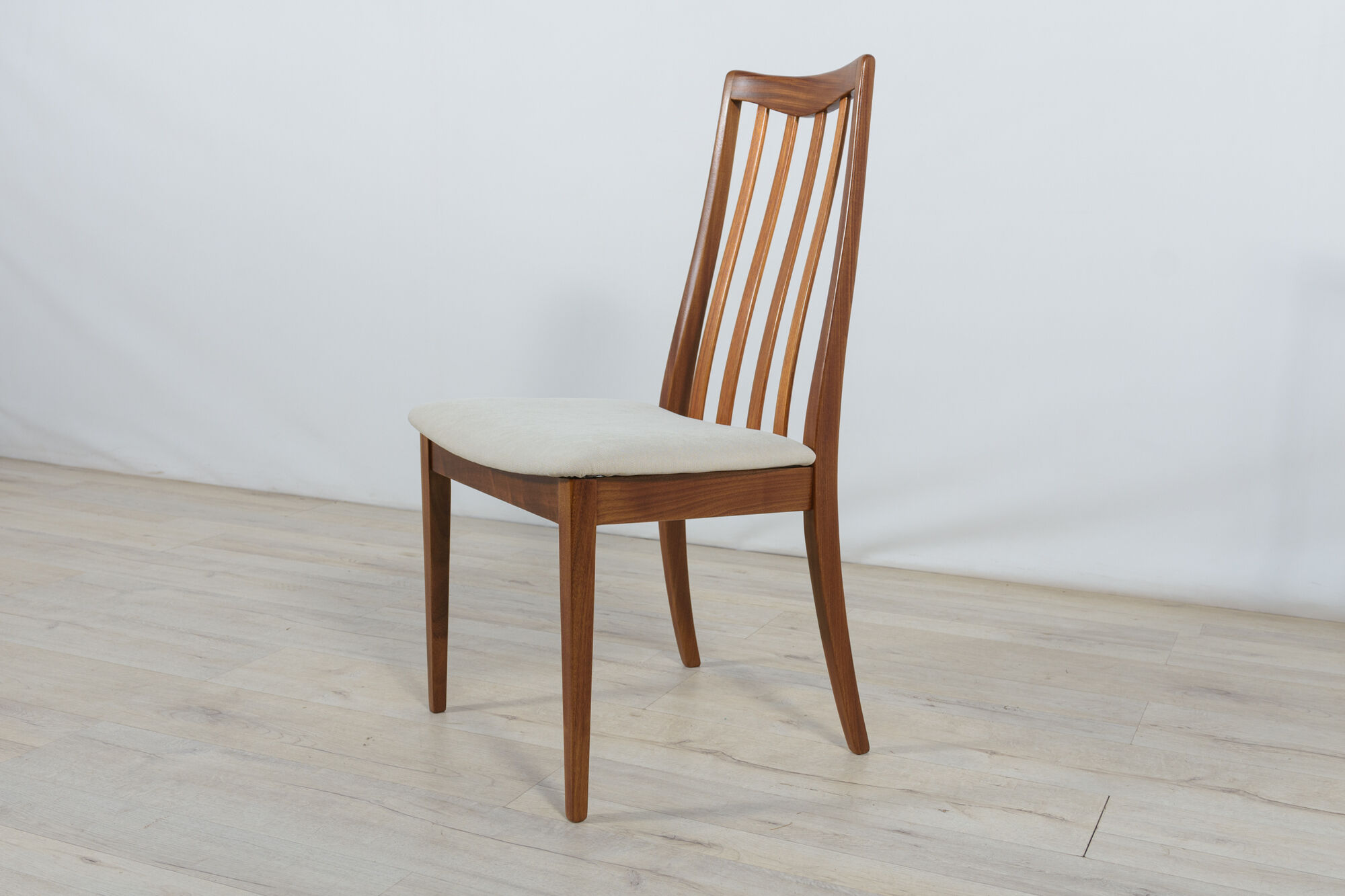 Mid-century teak and fabric dining chairs by Leslie Dandy for G-Plan, 1960s, Set of 8