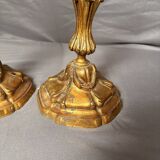 Antique Pair of Gilded Candle Holders Rocaille Rococo Louis XV Torchères